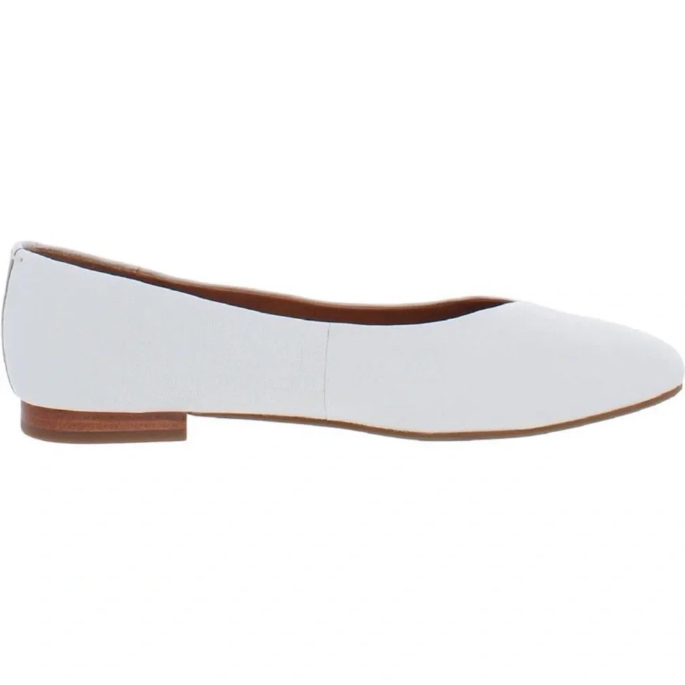 Frye Womens Dana white Square-toe Leather Heel Ballet Flats Shoes 9 - Picture 2 of 12